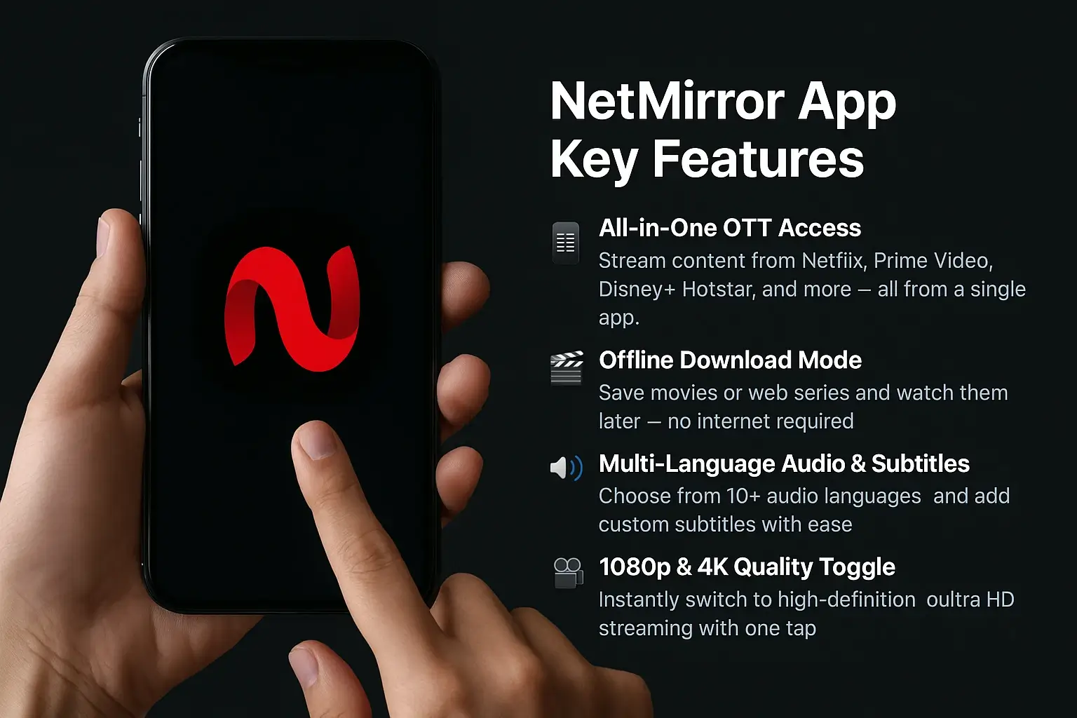 NetMirror App Streaming UI on Phone