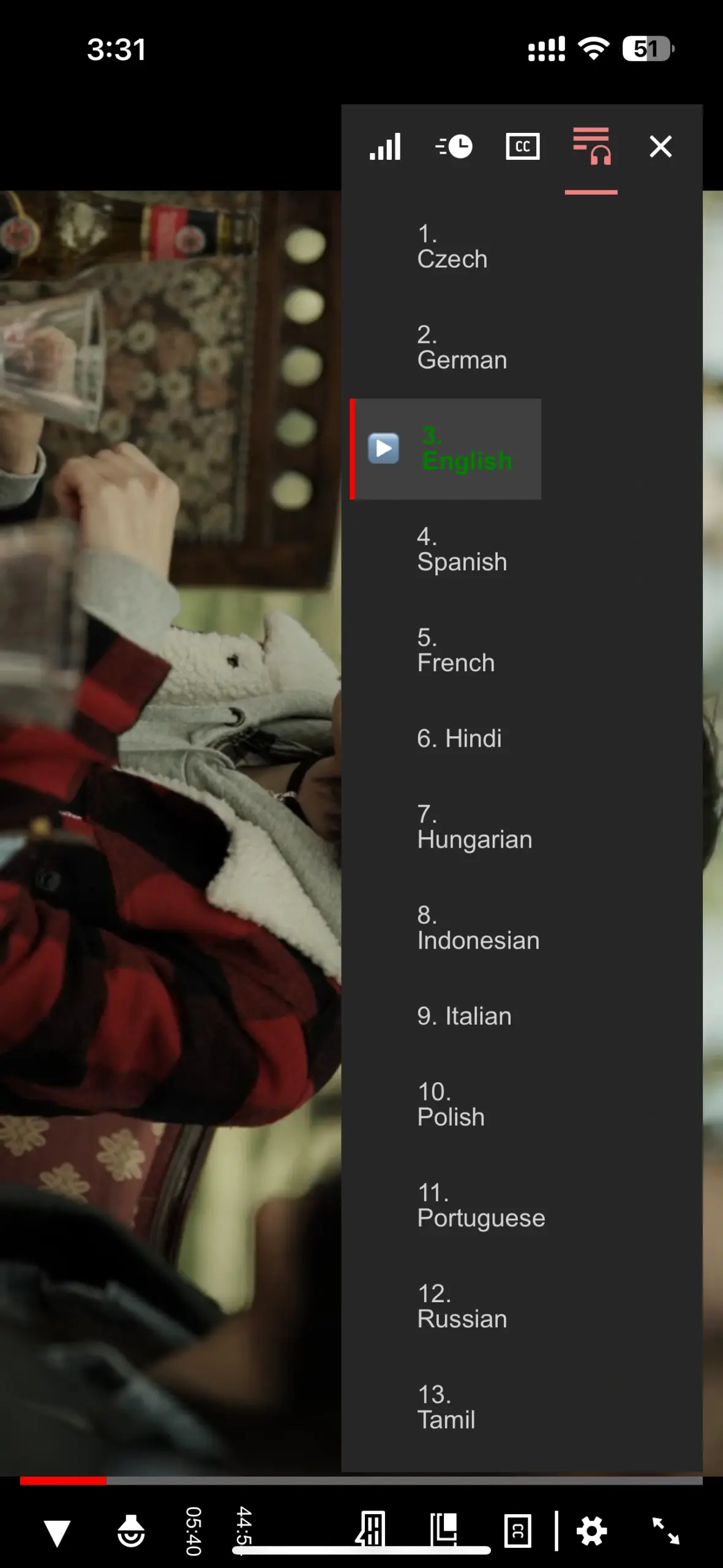 NetMirror App Multi-Language Audio Panel