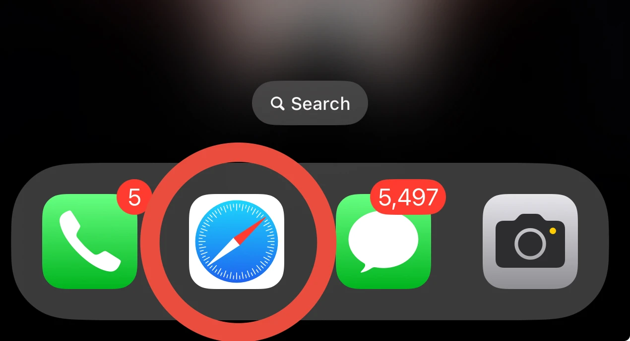 Open Safari on iPhone